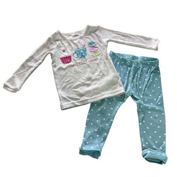 Carters Hot Cocoa Cupcake Macaron Pajama Set Size 12 months - Picture 1 of 3